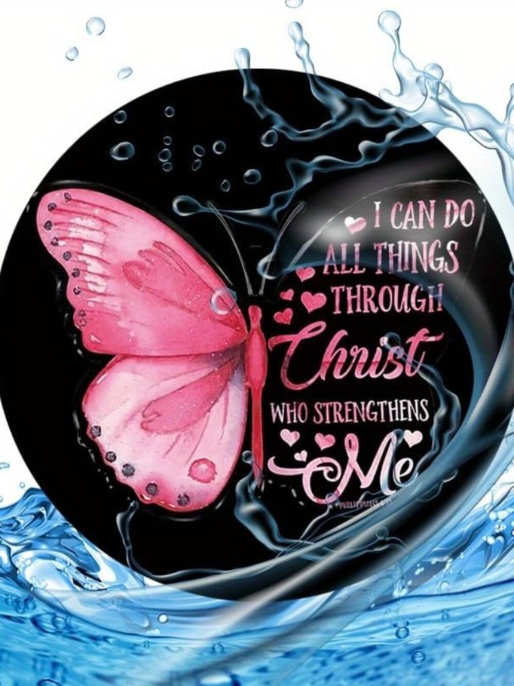 2PCS Pink Butterfly Christian Car Cup Holder Coasters Non Slip Silicone